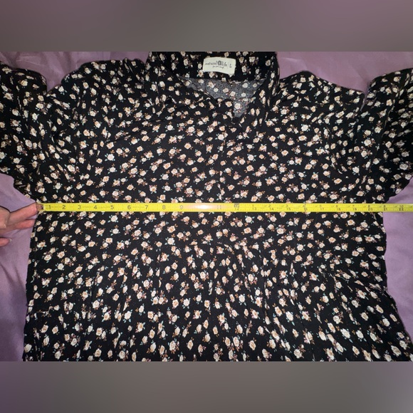 Natural Life Rebecca Midi Dress Black Cream Rose Floral Pockets Boho Sz Large - Picture 6 of 15